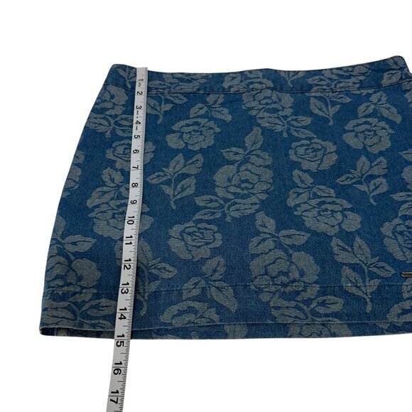 Abercrombie & Fitch Womens Metalic Floral Blue Denim Mini Skirt SZ 10 Lined - Picture 6 of 15